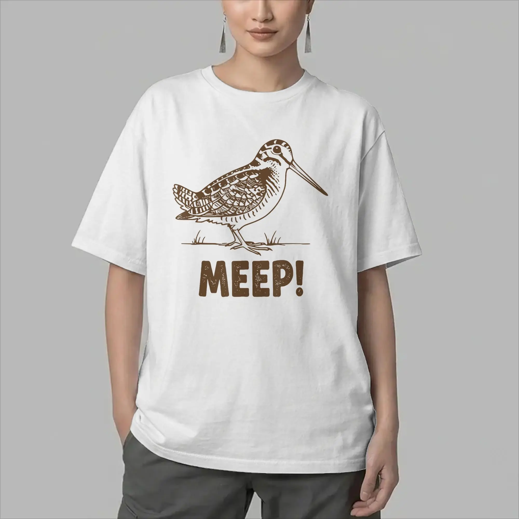 Men's T-Shirt Meep Bird Meme Saying Meep Birds American Woodcocks Bird Pure Cotton Tees Short Sleeve T Shirts Round Neck Clothes