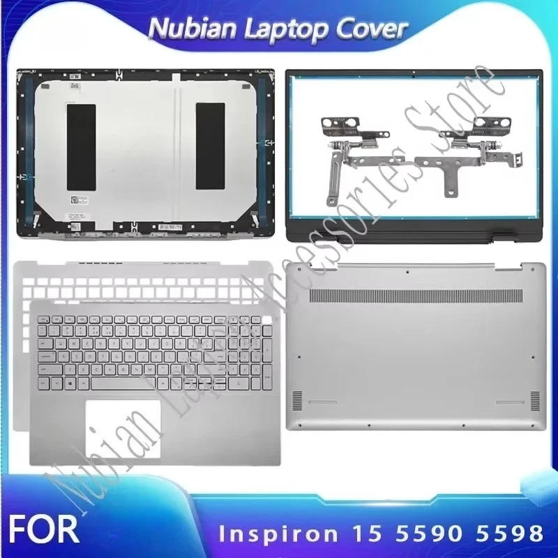 For Inspiron 15 5590 5598 Laptop LCD Back Cover/Front Frame/Palm Pad Keyboard/Bottom Cover/hinges Silver 039T35 WWD75 DV7T7