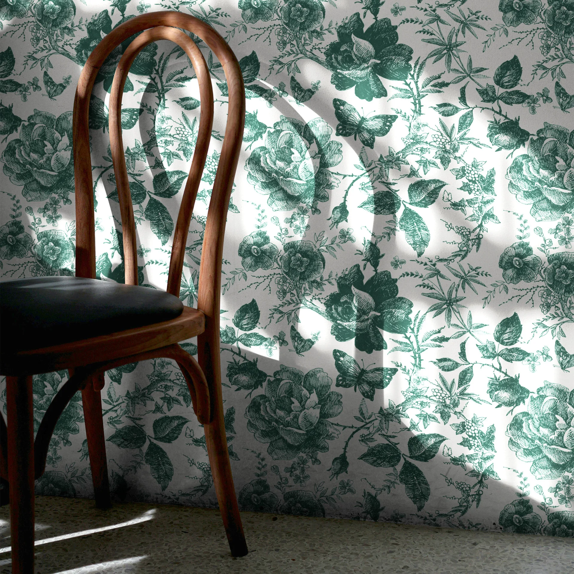Rose Floral Peel and Stick Wallpapers Green Self Adhesive Contact Paper Removable Waterproof Wallpaper for Bedroom Home Decor