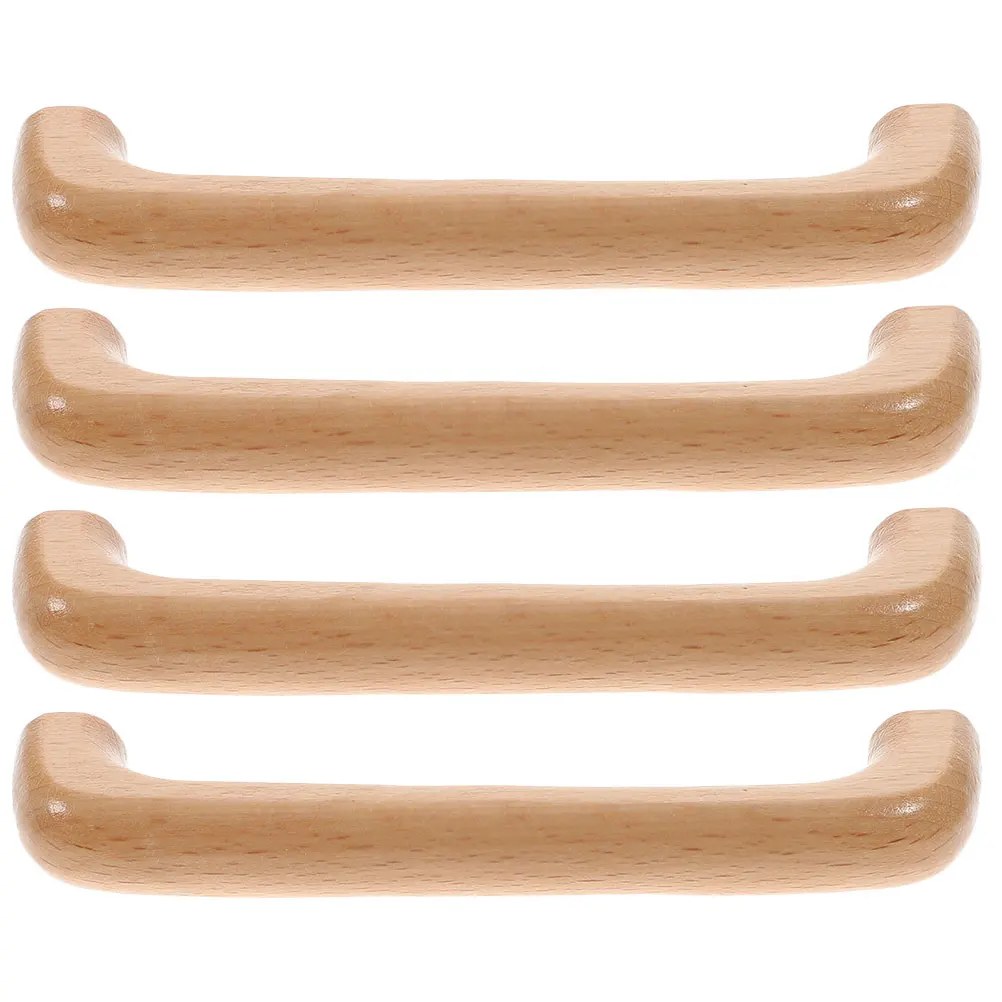 

4pcs Wood Cabinet Handles Arch Shaped Drawer Pulls With Screws Unfinished Wooden Drawer Knobs For Kitchen Cabinets Wardrobes