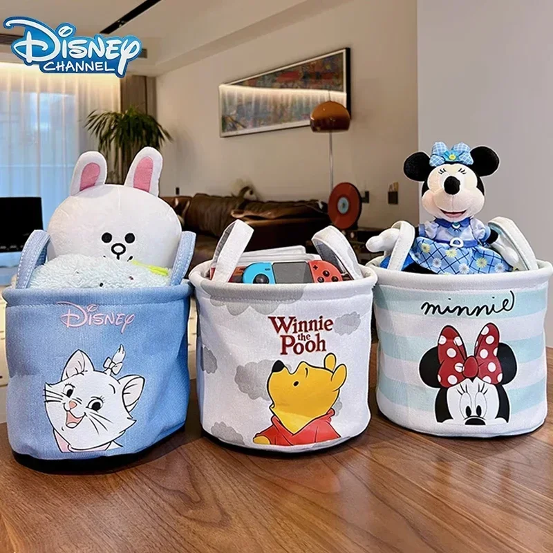 2025 New Disney Winnie The Pooh Desktop Storage Box Minnie Sock Storage Basket Snack Sundries Cosmetic Storage Children's Gifts