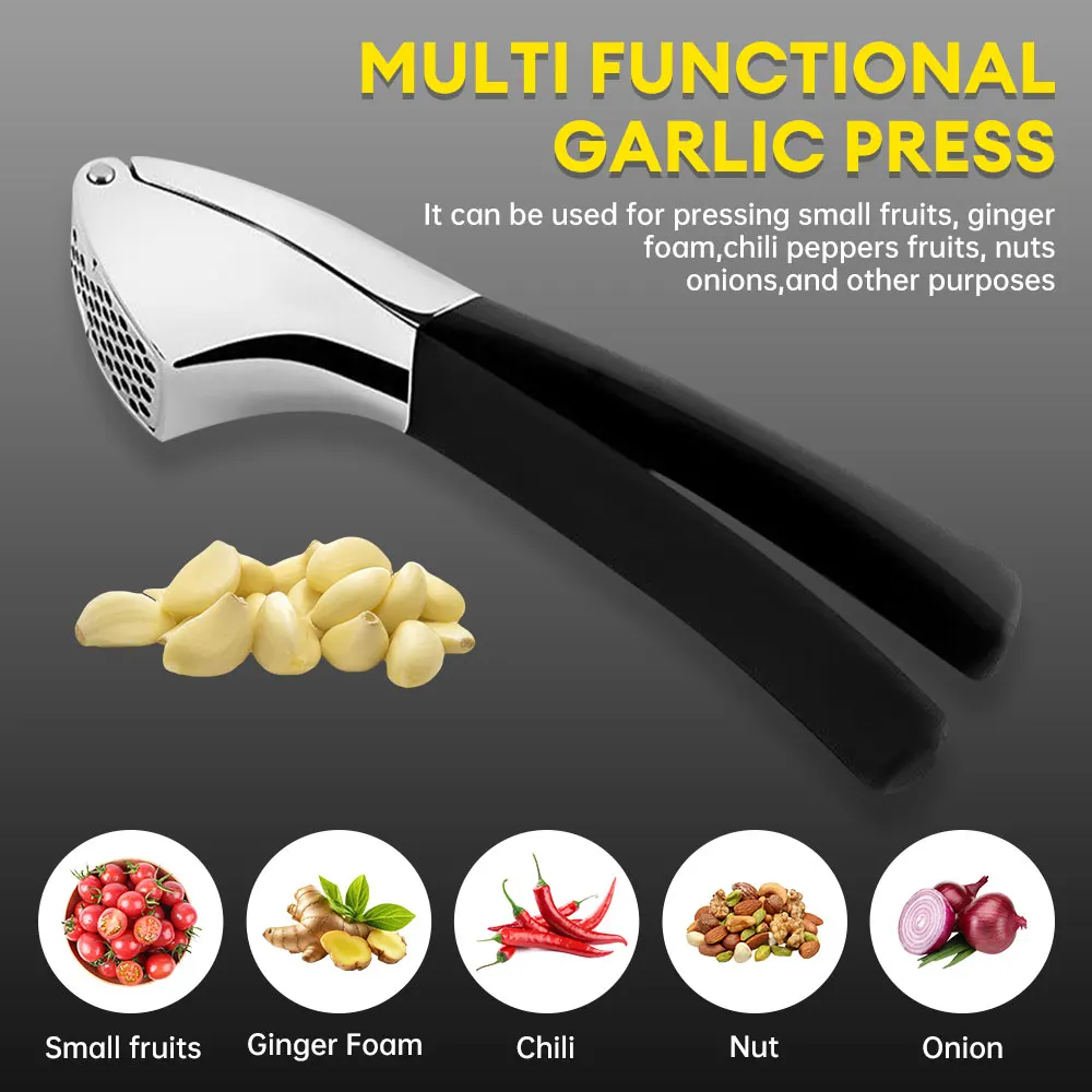 Garlic Press Stainless Steel Garlic Mincer Garlic Crusher Detachable Easy to Squeeze and Clean Kitchen Tools for Fine Garlic