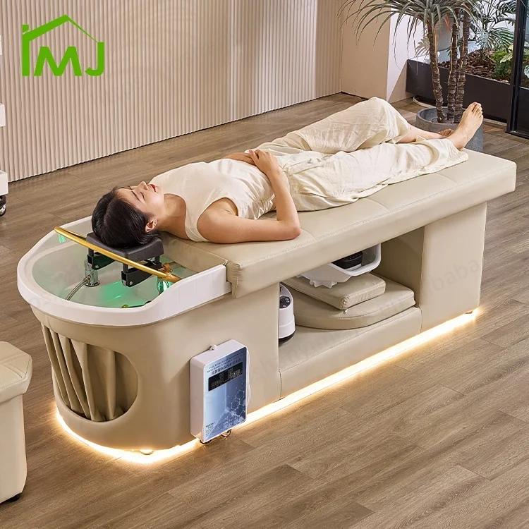 

Beauty Salon Hair Washing Head Spa Massage Table Shampoo Bed With LED