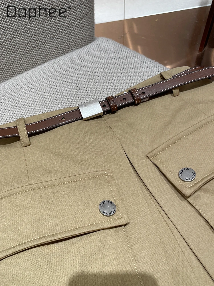 Pantaloncini tascabili tridimensionali moda donna estate nuova signora da ufficio stile casual retrò dolce fresco pantaloni a trapezio sottili a vita alta