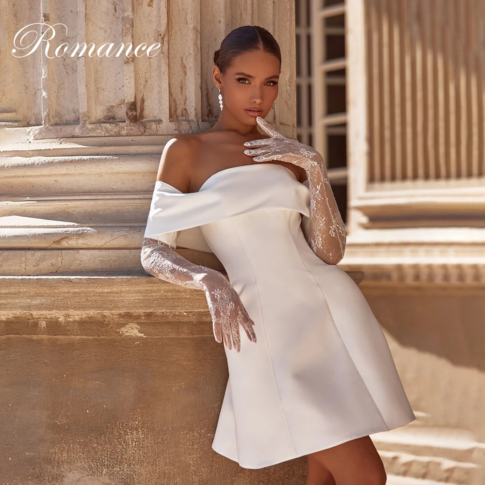 

Simple Pleat Short A-Line Wedding Dress 2026 Strapless Off The Shoulder Backless Satin Bridal Gown Vestidos De Novia Customized