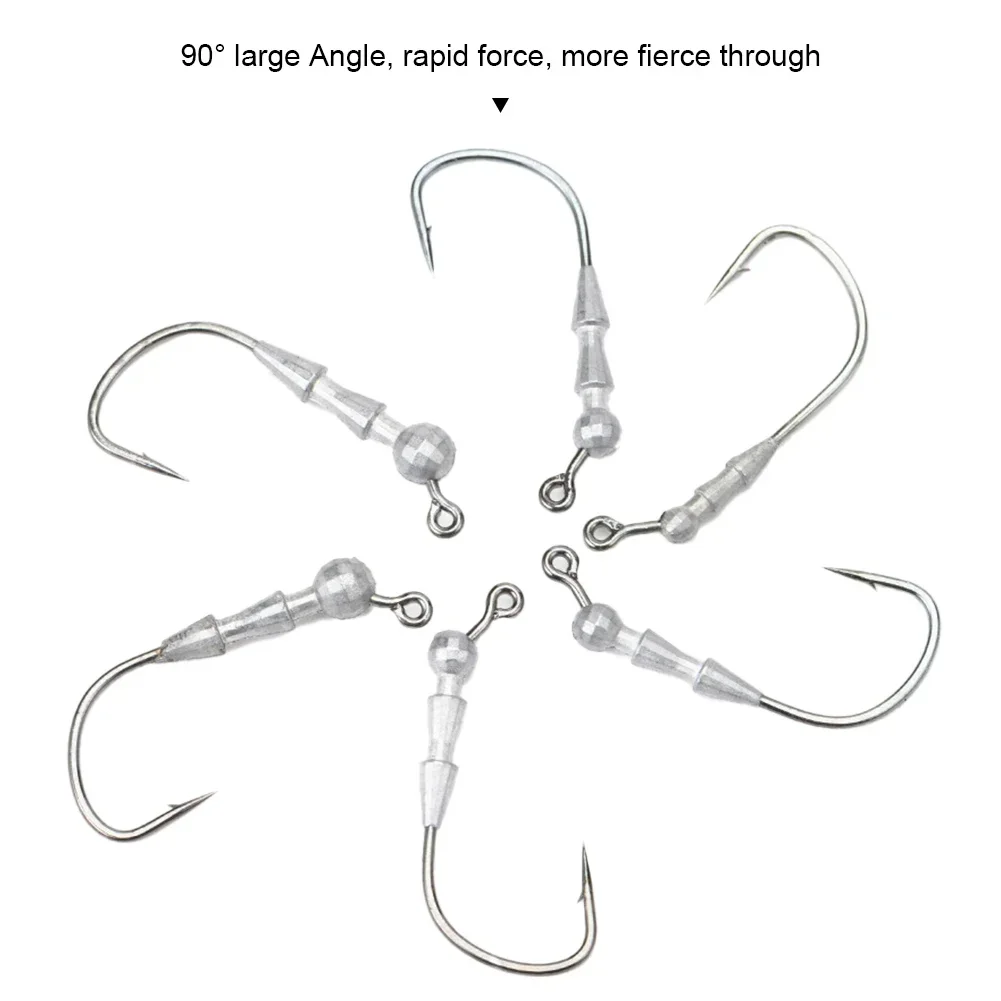 5 قطع خطافات تحوم 0.6 جرام 1 جرام 1.4 جرام   خطافات رأس تهزهز، خطاف القفز عالي الكربون من الفولاذ أبردين، خطاف صيد صغير، خطاف باس سمك السلمون المرقط