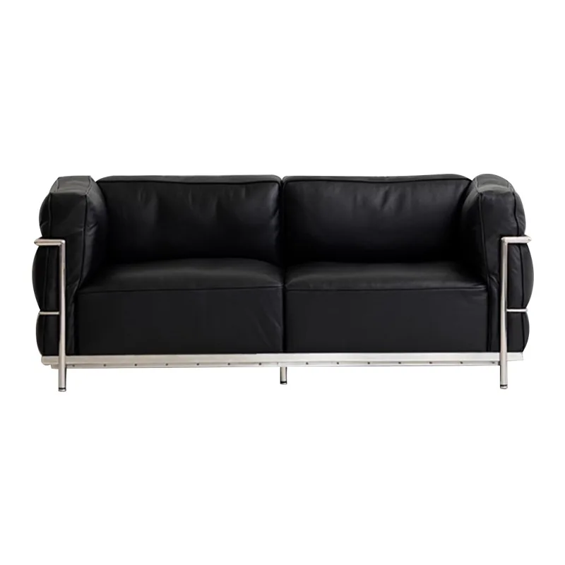 

#Genuine Leather Down-Filled Sofa Seater Lazy-Design Sofa Small-Space Living Rooms Compact Home Seating with Soft Down Cushions