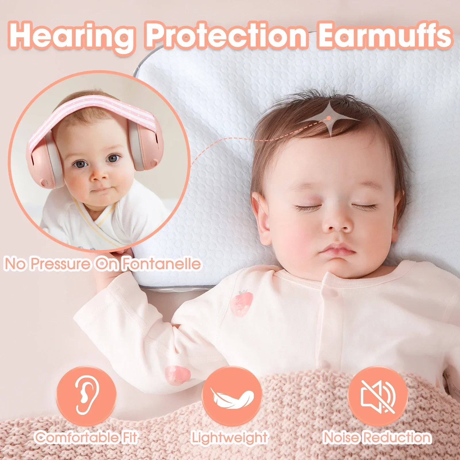 Auriculares para bebés, protección auditiva, orejeras con banda elástica para mejorar el sueño, elementos esenciales para bebés