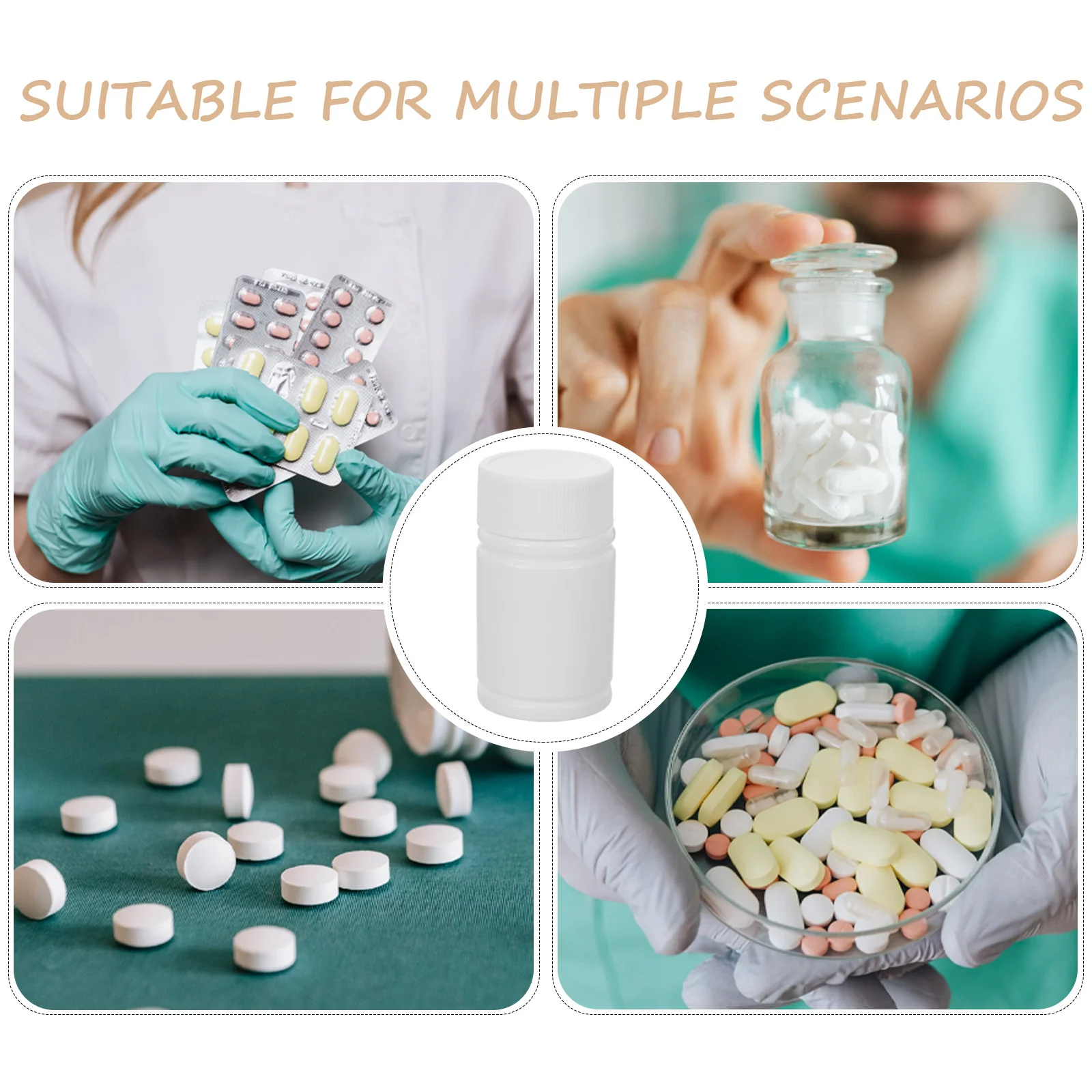 12 قطعة Hdpe زجاجة صلبة 20 مللي قابلة لإعادة الاستخدام مانعة للتسرب خفيفة الوزن زجاجات حبوب بلاستيكية للكبسولات أقراص تخزين الطب #6