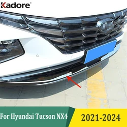 For Hyundai Tucson NX4 2021-2023 2024 Front Bottom Bumper Trim Strip Cover Garnish Exterior Car Decoration Parts Stainless Steel