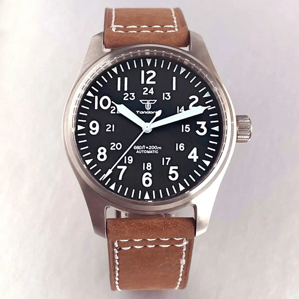 Automatische Pilotenuhr für Herren, 39 mm, Miyota8215, 20 bar, wasserdicht, mechanisch, Retro-Fliegeruhren, Saphirglas, 316L-Stahl – Detail 15