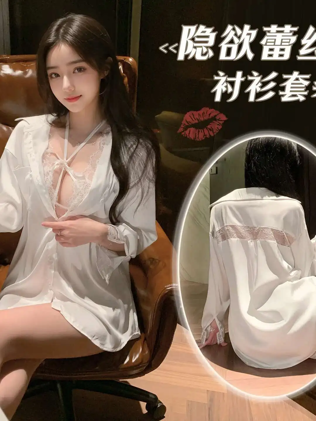 مثير الرغبة النقية بلون تفريغ الدانتيل فستان كاجوال جميل بأكمام طويلة وزر فستان أنيق ساحر للمرأة G43Q