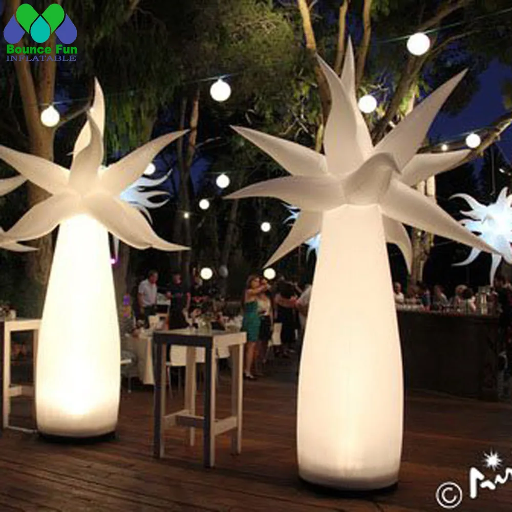 63cmD Party Inflatable LED Pillar Lighting Decoration Light Up Tree Night Event Outdoor Colorful Plants Balloon With Base Blower