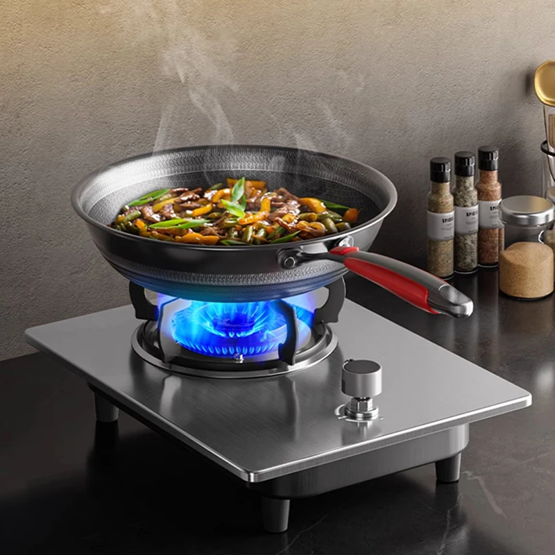 طباخ غاز من الفولاذ المقاوم للصدأ، غاز البترول المسال، مواقد غاز محمولة ذكية، بطارية علوية، موقد غاز بشعلة واحدة للمطبخ