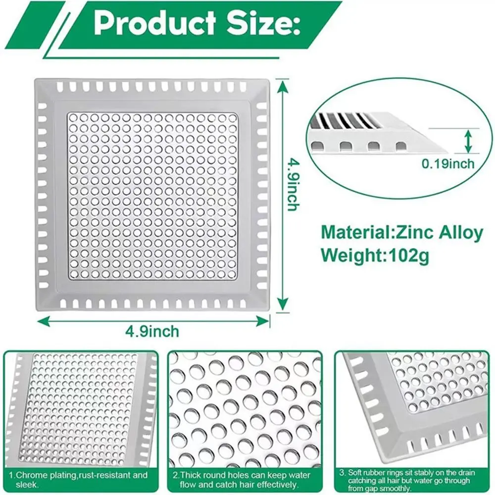 Stainless Steel Shower Drain Cover Hair Catcher Drain Filter Bathroom Protector Sink Strainer Drain Filter Bathtub Hair Catcher