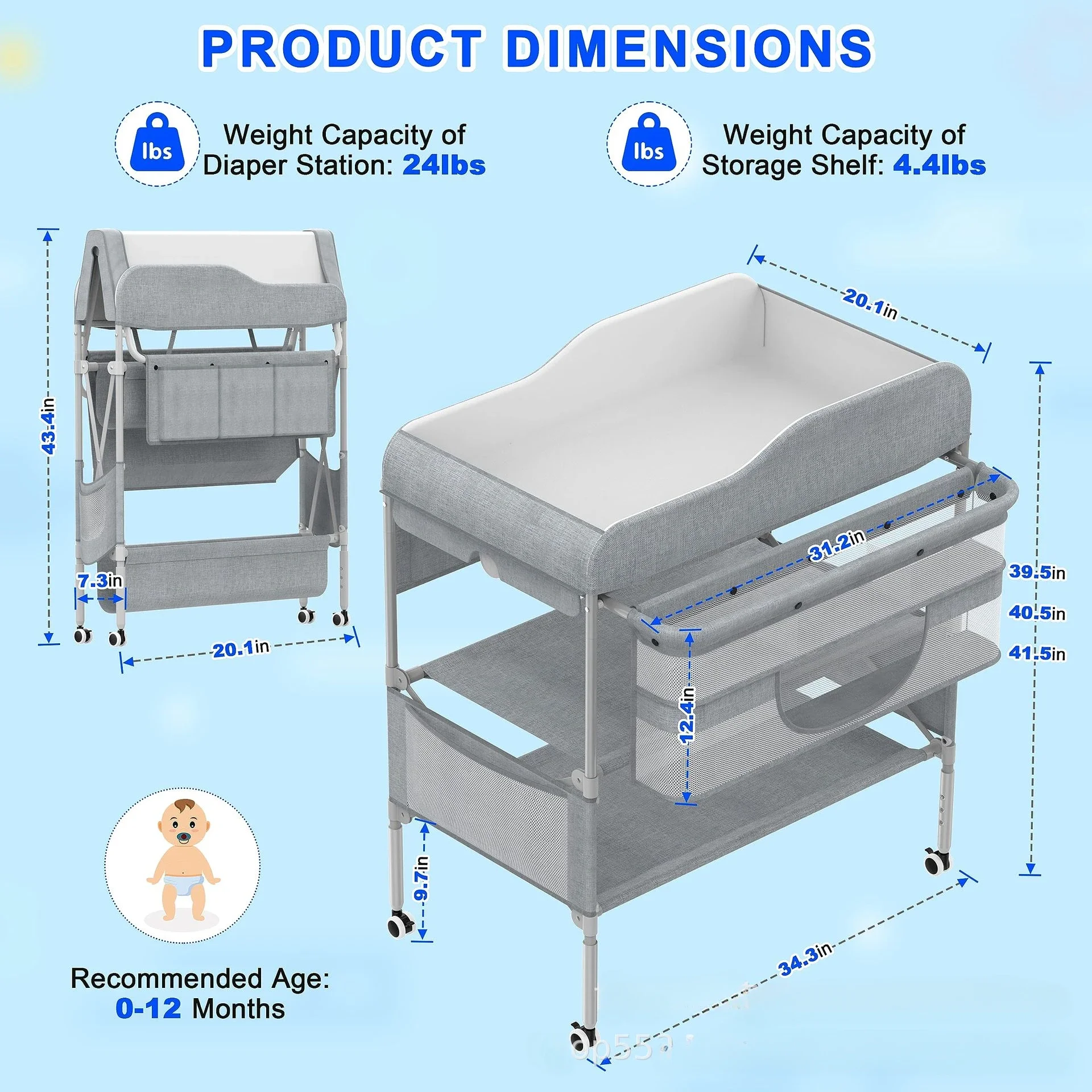 Diaper Stand Baby Care Stand Diaper Table Baby Care Table Portable Folding Multifunctional Baby Touch Table Household Movable