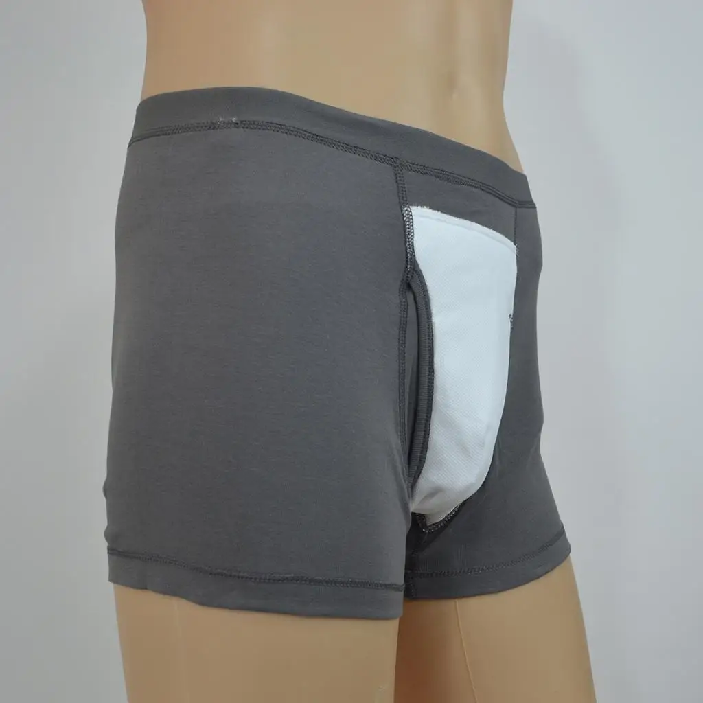 Washable Men Incontinence Pants Cotton Spandex Open Fly Absorbent Underwear for Elderly Mobility Support