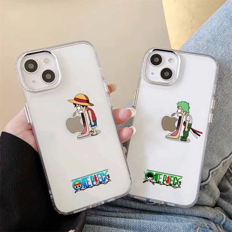 Funda de silicona suave transparente de una pieza con abertura para la boca para Apple iPhone 17 AIR 16E 15 14 13 12 11 Pro Max Plus
