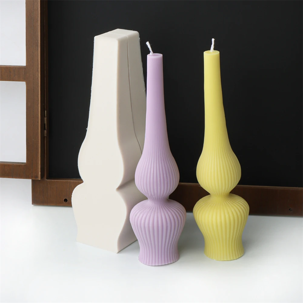 Striped Vase Candle Mold Silicone Art Rib Column Aromatherapy Soap Tools DIY Home Ornaments Decorative Plaster Resin Mould