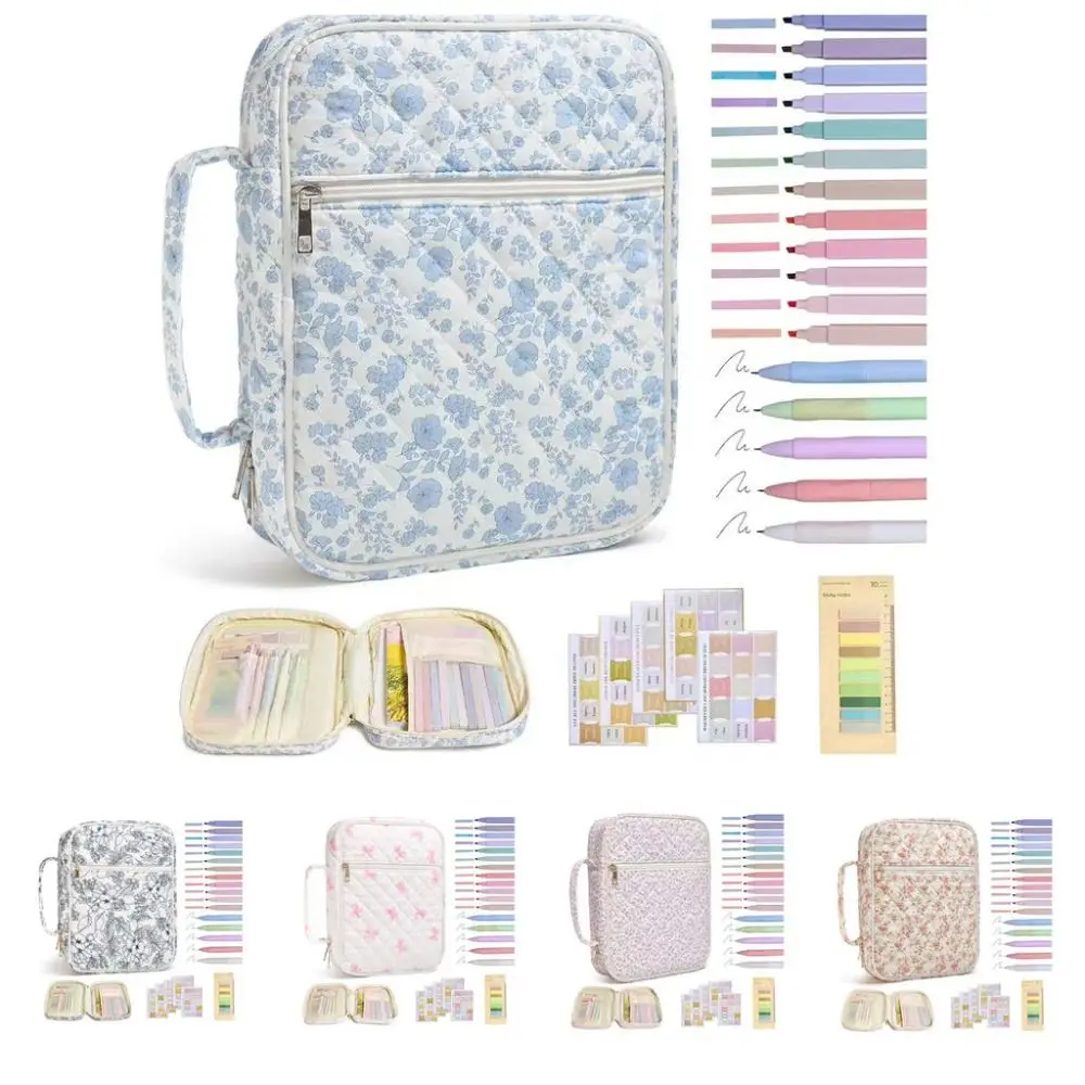 Neue Blumenmuster-Bibelhülle mit Reißverschlusstasche, Tragegriff, Aufbewahrungstaschen, Bibel-Journaling-Set, Gebets-Kit