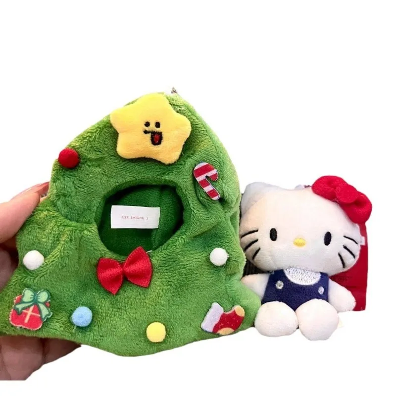 Gorro de árbol de Navidad, colgante de mochila de felpa de Hello Kitty, ropa bonita para muñecas, juguetes de regalo para festivales de Navidad para niñas y niños
