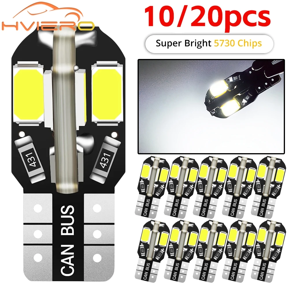 

10/20Pcs W5W T10 LED Bulb Canbus 5730 8SMD 12V 194 168 led Car Interior Dome reading Parking Light Auto turn Signal License Lamp