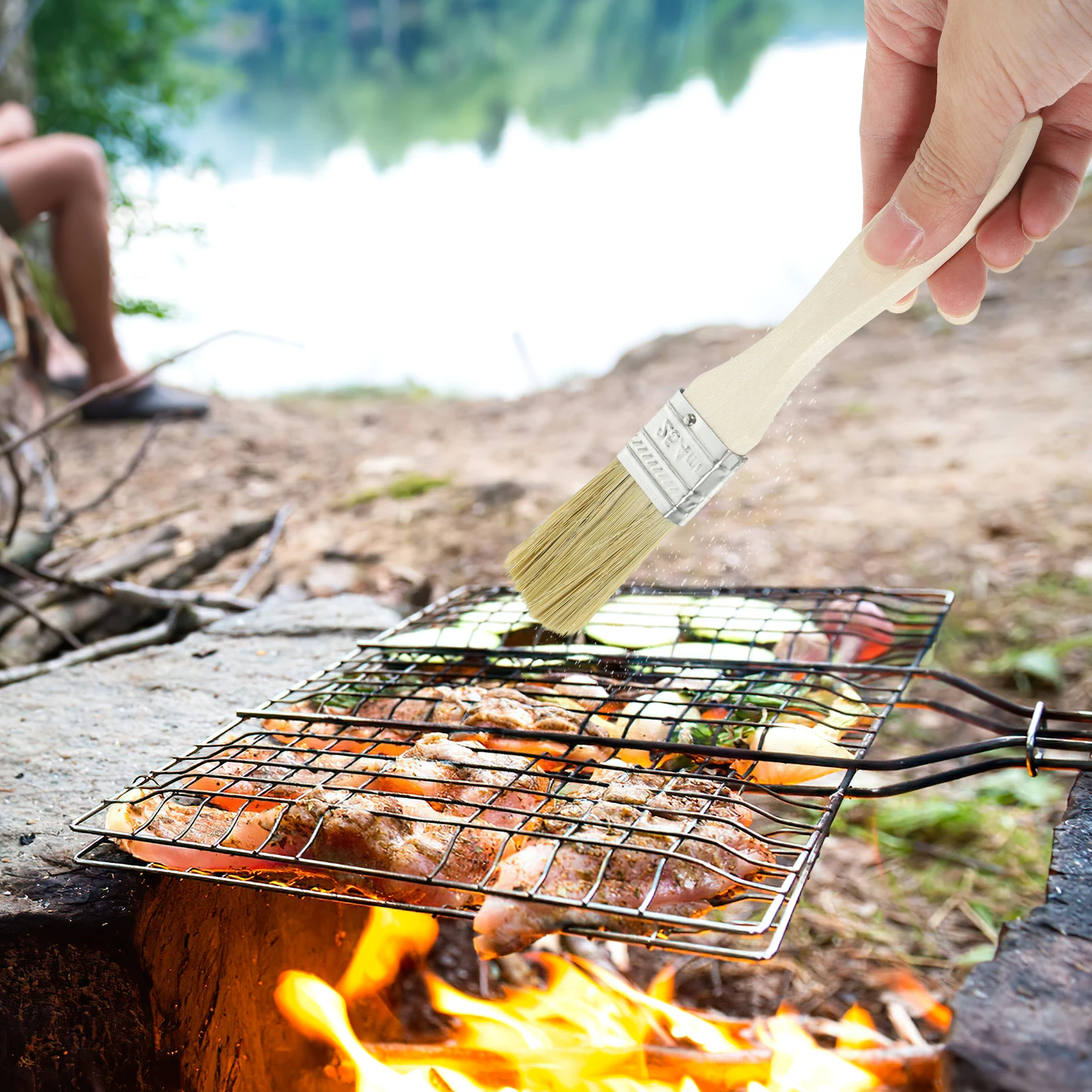 

36pcs Cleaning Brushes Wooden Handle Thick Bristle Brush No Shedding Easy Cleaning Industrial Baking Barbecue Brush Pastry