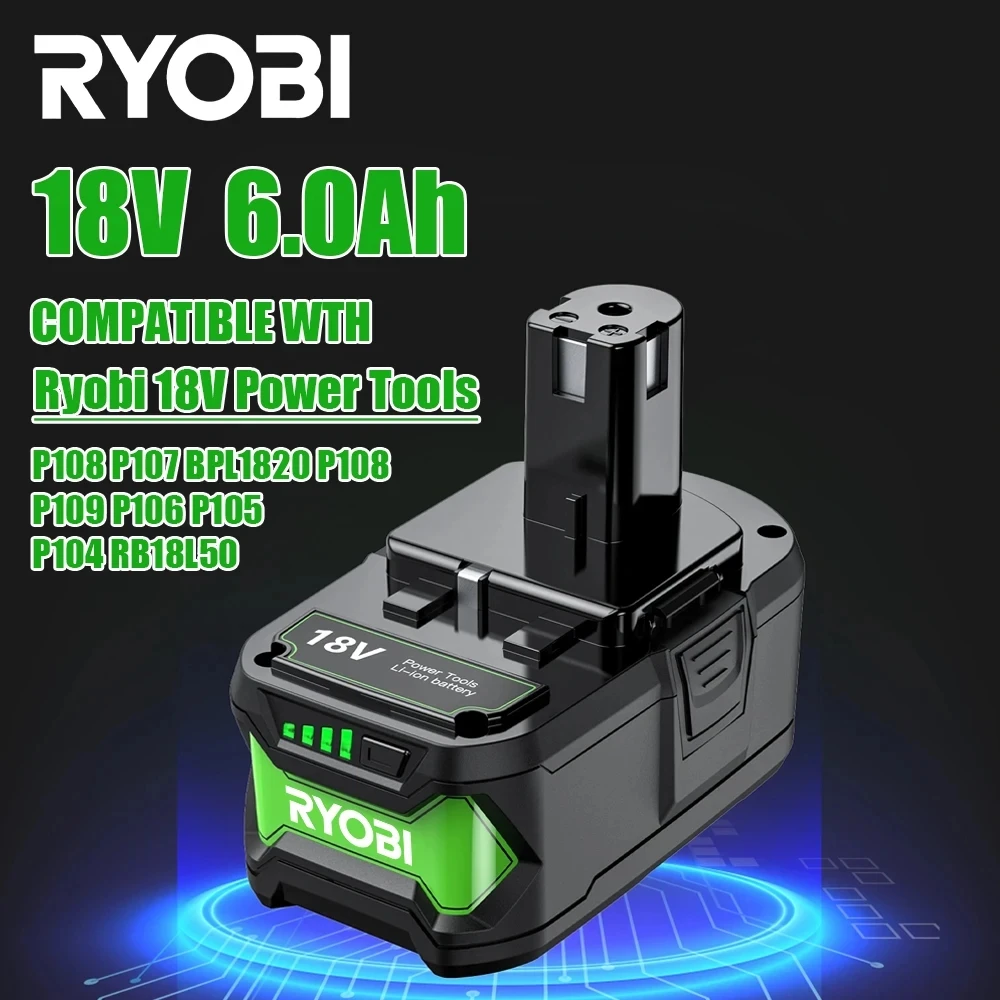 

P108 RB18L40, suitable for all ONE+tools RYOBI ONE+6Ah original high-performance lithium Rechargeable battery, no memory effect