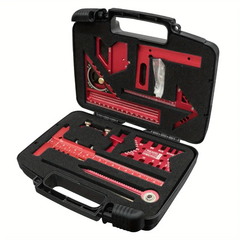 10PCS Woodworking Measuring Layout Tool Set, Board Splicing Auxiliary Kit with Storage Box