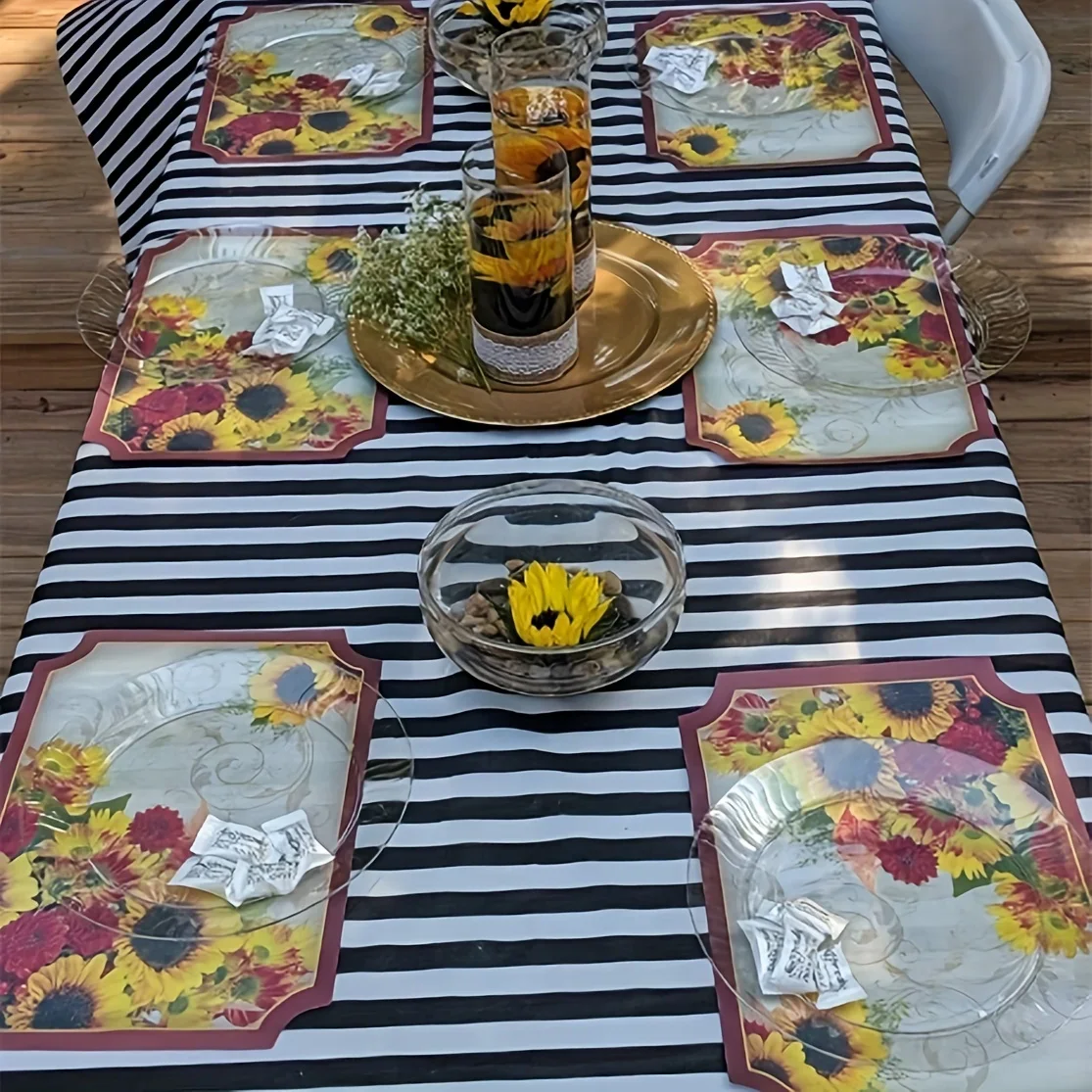 Disposable Tablecloth Rectangular Ins Wind Waterproof Decorative Oilproof 137*274cm Striped Nappelin Disposable