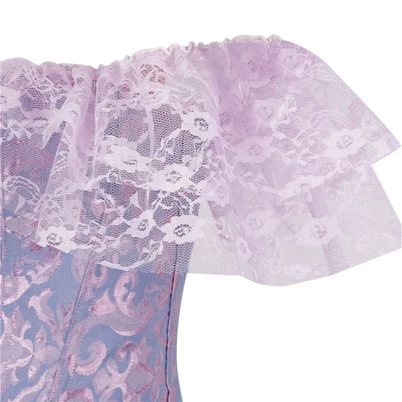 Korsett Top für Frauen Über brust Vintage Blume Korsett Bluse Top Spitze Lolita Korsett Bustier kurze Ärmel plus Größe – Detail 16