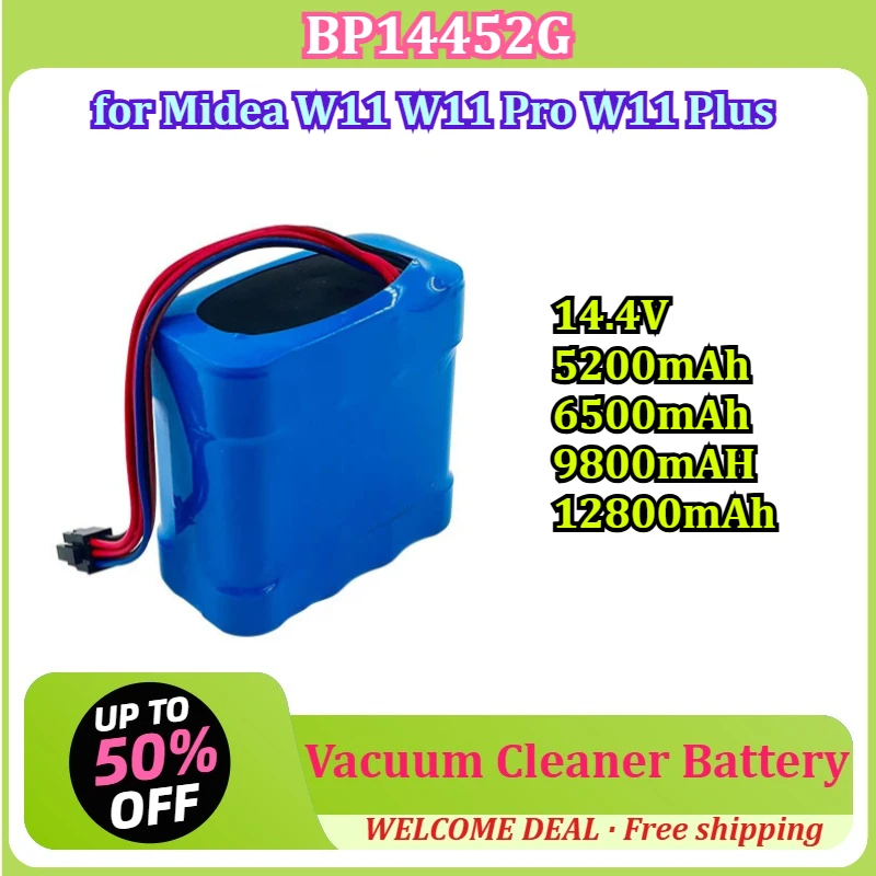 [BP14452G] for Midea W11 W11 Pro W11 Plus 14.4V 5200mAh-12800mAh Robot Vacuum Cleaner Battery Lithium Battery