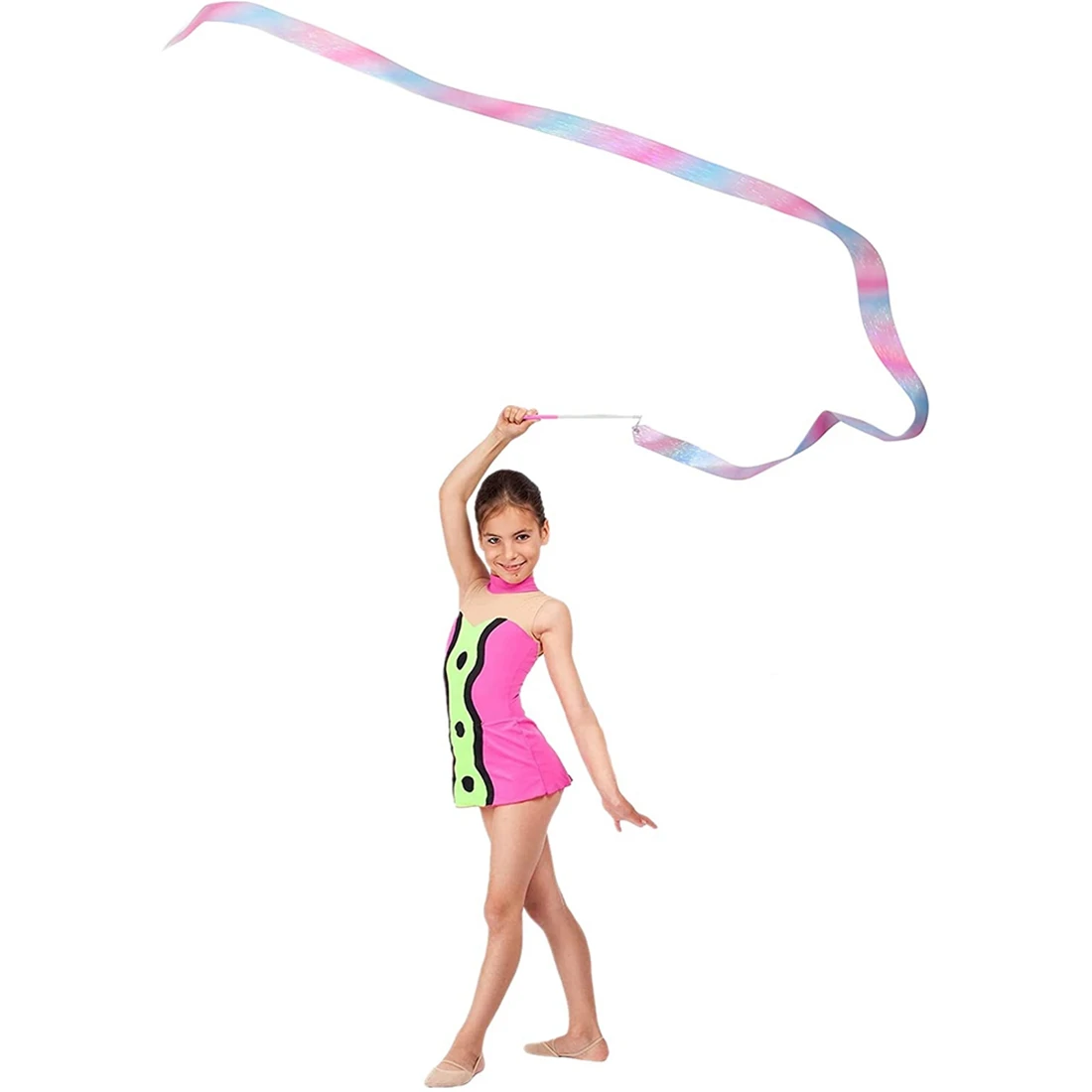 Cinta de baile brillante, varita de cintas de gimnasia rítmica de 78,7 pulgadas de largo, serpentina de cinta de baile de 4 piezas
