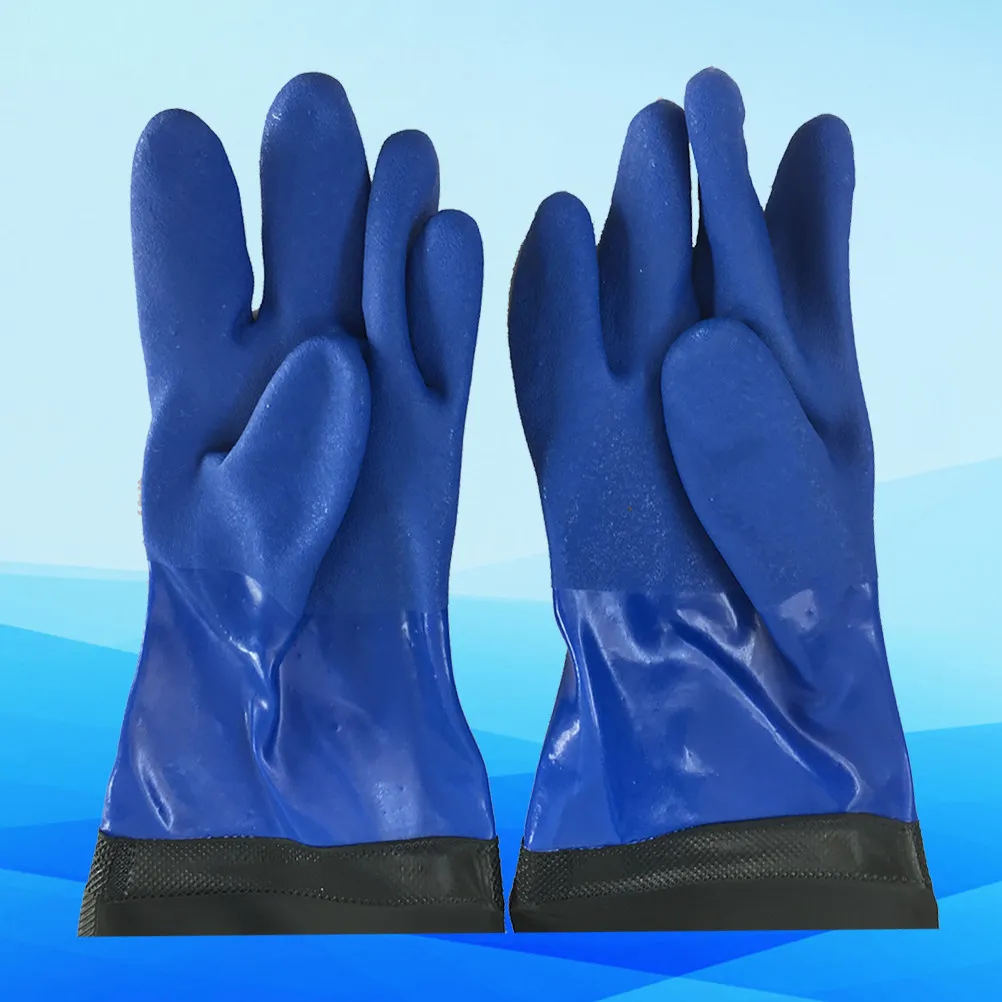 1Pair Wear-Resistant Industrial PVC Gloves Thick Oil Acid Alkali Proof Extended Design Waterproof for Multi-Purpose Cleaning