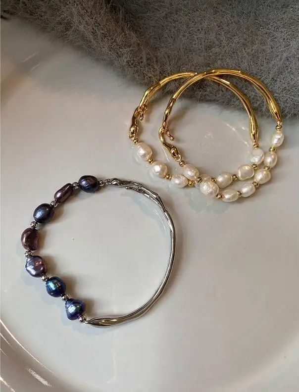 100% Natürliche Barocke Süßwasserperle 14K Goldgefüllter Damen-Armreif Schmuck Frauen Geburtstagsgeschenke 2027 Neuer Stil – Detail 7