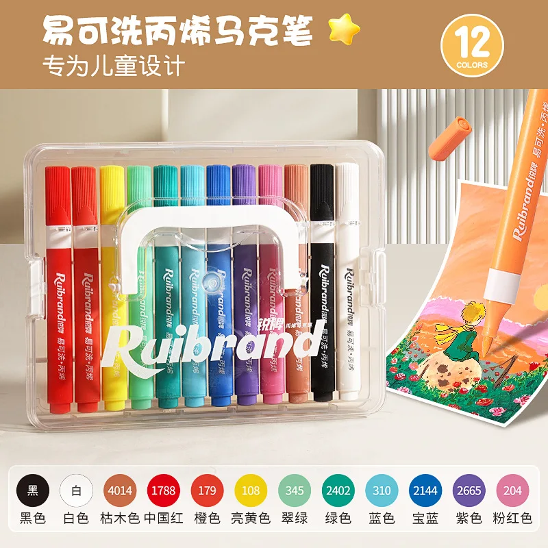 12-48 colori Pennarelli artistici Pennarelli acrilici lavabili per pittura Disegno Carta Legno Fai da te per bambini Ritorno a scuola Arte di cancelleria