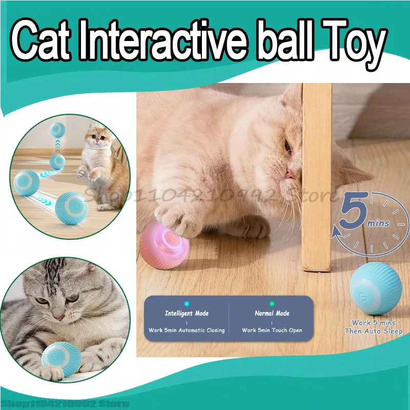 Electric Automatic Cat Toys  Pet Cat Interactive Toy Automatic Bounce Ball  USB Charging Ball Toys for Cat Small Dogs