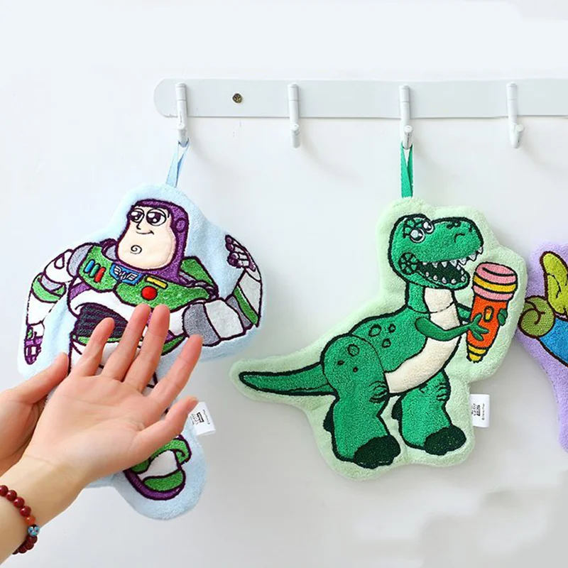 Pañuelo Kawaii de Disney Toy Story Buzz Lightyear Hamm Aliens Rex, bonito pañuelo para cuarto de ducha, tela absorbente colgante