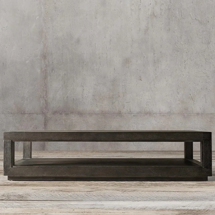 Contemporary Living Room Furniture Vintage Designer Rectangular Grand Framed Coffee Table Wooden Oak