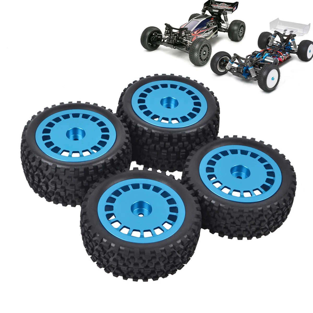 1/10 Buggy Tire w/Alu Dish Wheels for Tamiya TRF501X DB01 Plasma Edge TT02B DT03 TD4 TD2 DT02 DF02 DF03 Dark Impact DB02 4WD Car