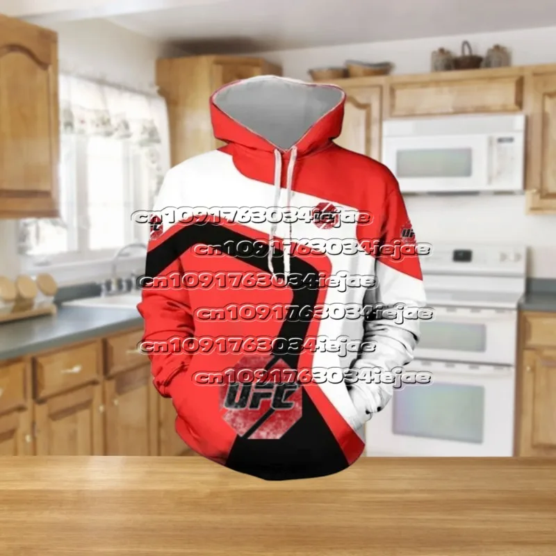 

Ultimate Fighting UFC Men's Hoodie, 3D Minimally Printed Men's Harajuku Fashion, Y2K Hoodie Outdoor Casual Sports Top