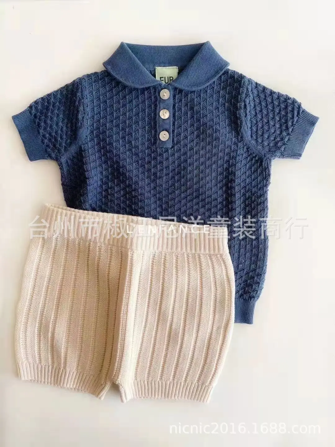 

Jenny&Dave Spring and summer 2021 new style boys and girls soft Organic cotton hollow knitting top knitting shorts girls