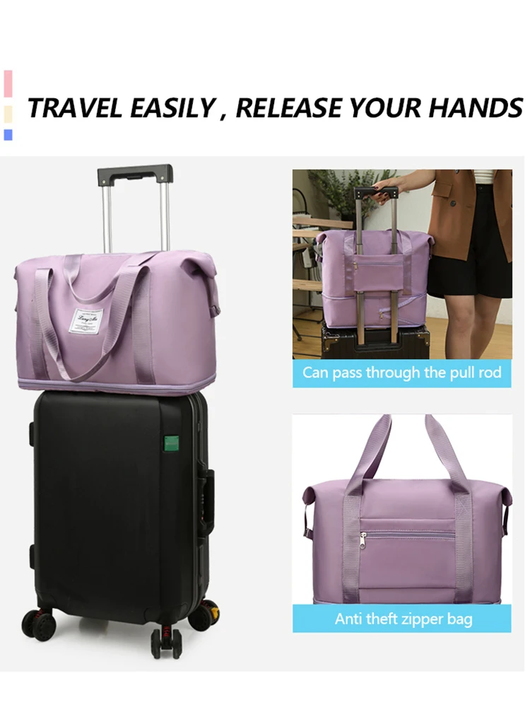 UNIXINU Handgepäck-Reisetasche, Nylon, wasserdicht, für Sport, Fitnessstudio, Tragetaschen für Damen, großes Fassungsvermögen, Aufbewahrung von Gepäck, Handtasche – Detail 2
