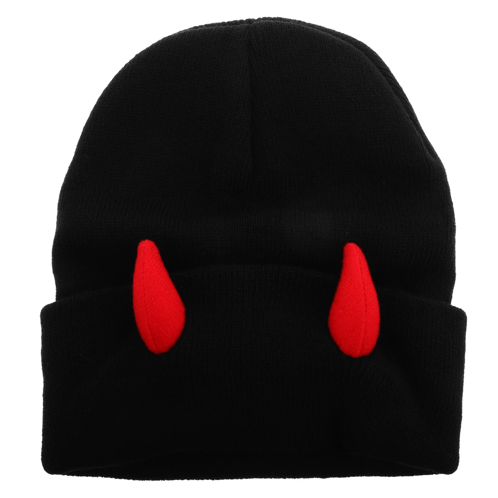 

Warm Knit Demon Horn Beanie Unique Crochet Devil Horn Design Halloween Party Ski Outdoor Hat Xmas Hat Goth Hats