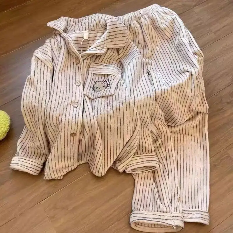 

Мультяшный домашний костюм на осень-зиму: утепленный флисовый кардиган, пижама из кораллового флиса и фланели, женская, с длинным рукавом, милый, в стиле каваи