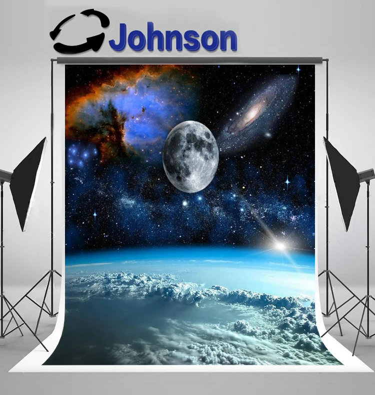 

JOHNSON Night Full Moon Galaxy Space Star backdrop High quality Computer print party background