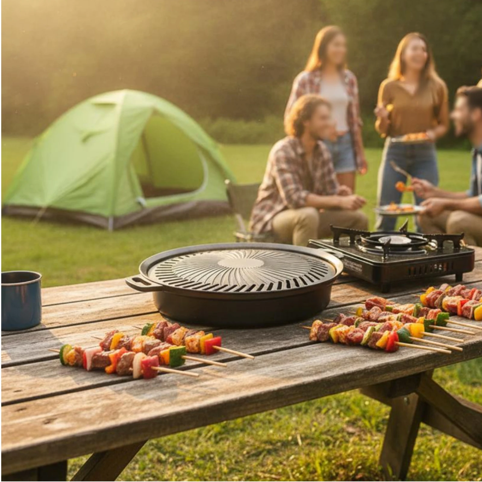 Korean BBQ Grill Pan Non-Stick - огляд і ціна Camping Cooking Bbq