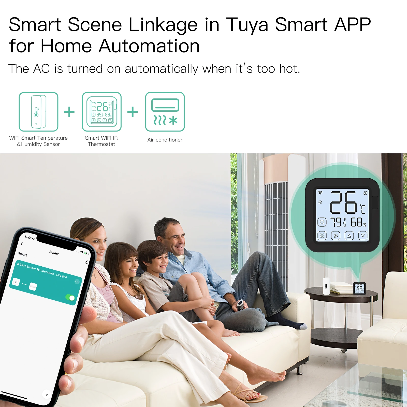 MOES Tuya Smart WiFi Temperature Humidity Sensor Hygrometer Thermometer Detector Smart Scene Linkage with Alexa Google Home