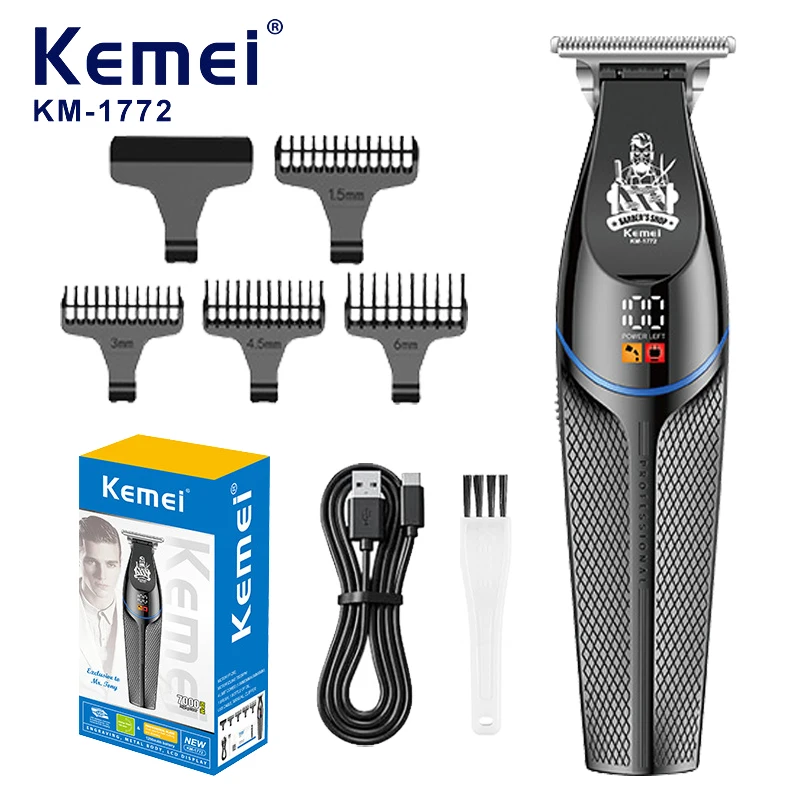 

Kemei KM-1772 Машинки для стрижки волос 7000 об/мин Профессиональный триммер для волос Электрический беспроводной перезаряжаемый мужской станок для стрижки волос