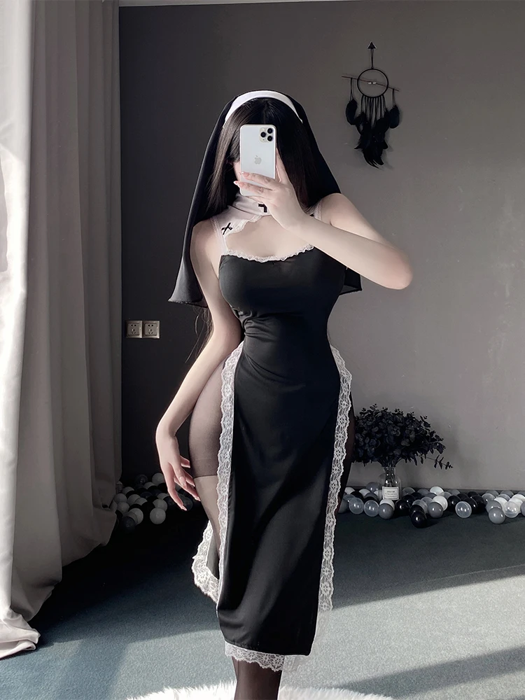 

Костюм монахини Pure Desire Сексуальное затягивающее трансформация loween orm Pure Desire Кружево с высоким разрезом и вырезом Dr